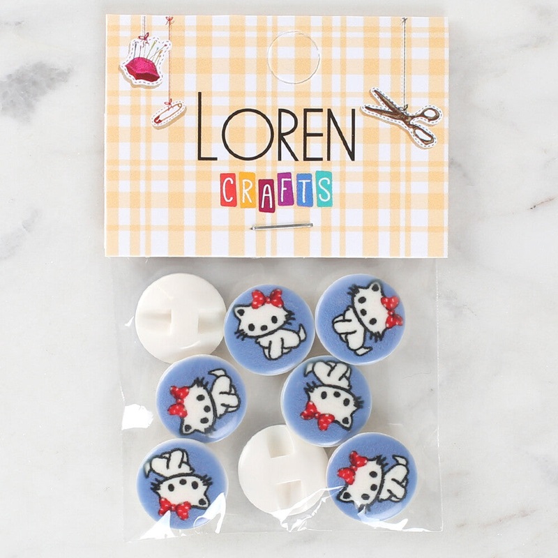 Loren Crafts 8 Pack Cat Patterned Button – 1068