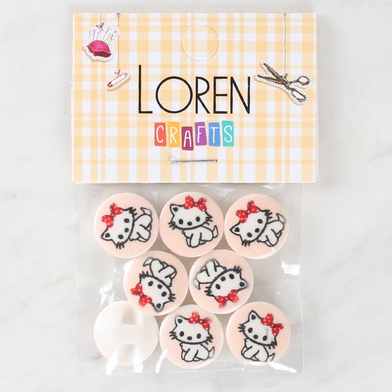 Loren Crafts 8 Pack Cat Patterned Button – 1070