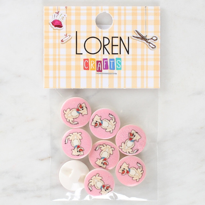Loren Crafts 8 Pack Dog Patterned Button – 1032