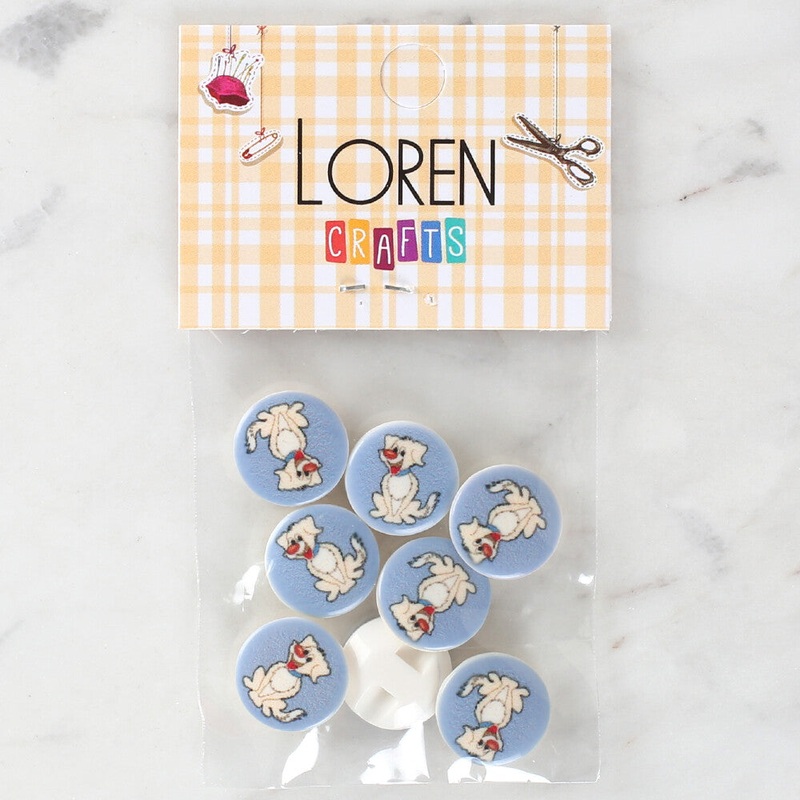 Loren Crafts 8 Pack Dog Patterned Button – 1243