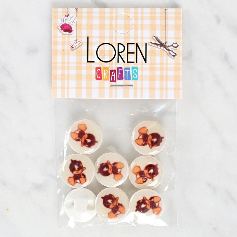 Loren Crafts 8 Pack Duck Patterned Button – 1201