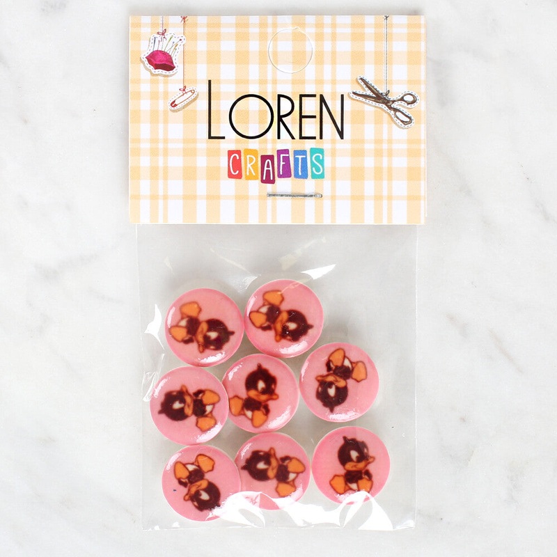 Loren Crafts 8 Pack Duck Patterned Button – 1202