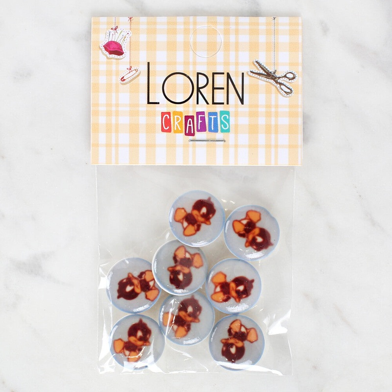 Loren Crafts 8 Pack Duck Patterned Button – 1203