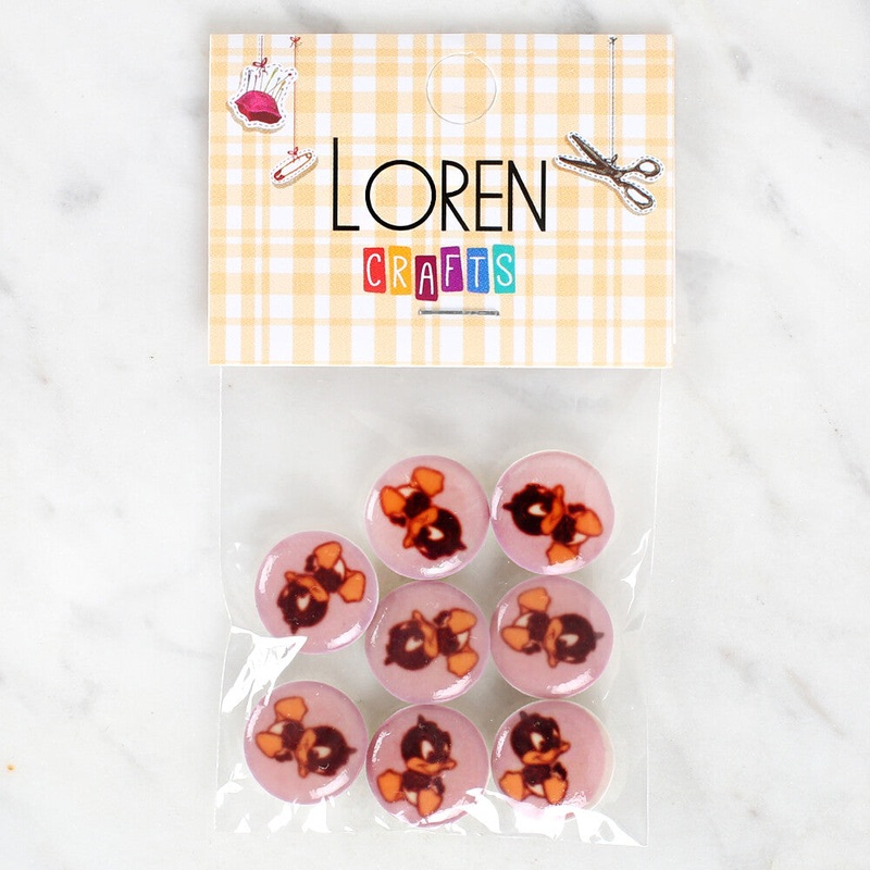 Loren Crafts 8 Pack Duck Patterned Button – 1205