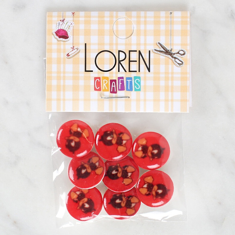 Loren Crafts 8 Pack Duck Patterned Button – 1207
