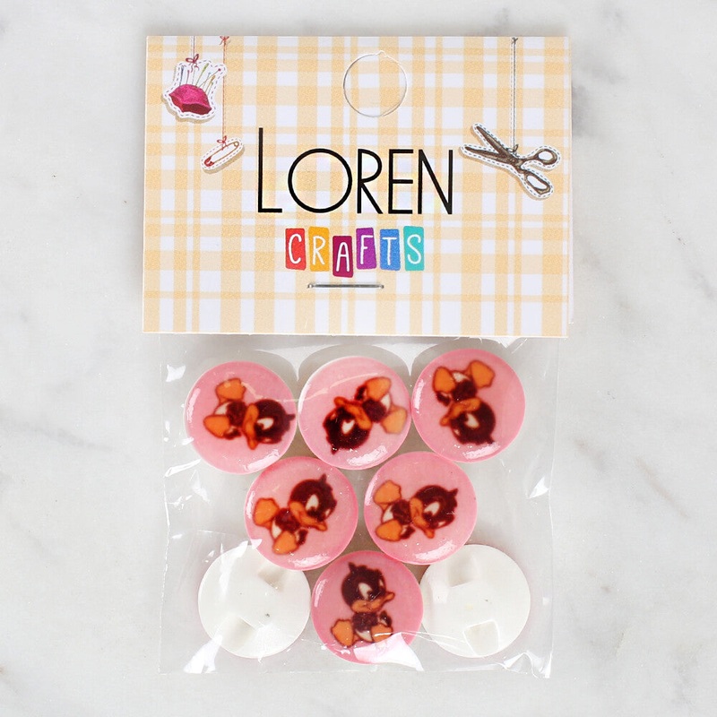 Loren Crafts 8 Pack Duck Patterned Button – 1208