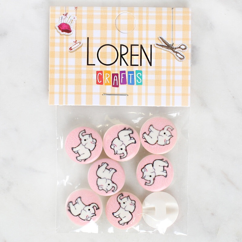 Loren Crafts 8 Pack Elephant Patterned Button – 1043