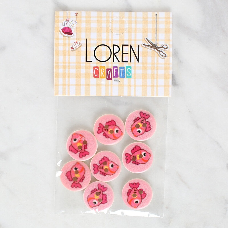 Loren Crafts 8 Pack Fish Patterned Button – 1156