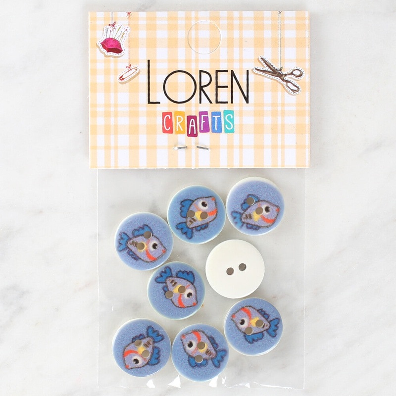 Loren Crafts 8 Pack Fish Patterned Button – 1158