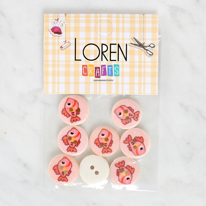 Loren Crafts 8 Pack Fish Patterned Button – 1159