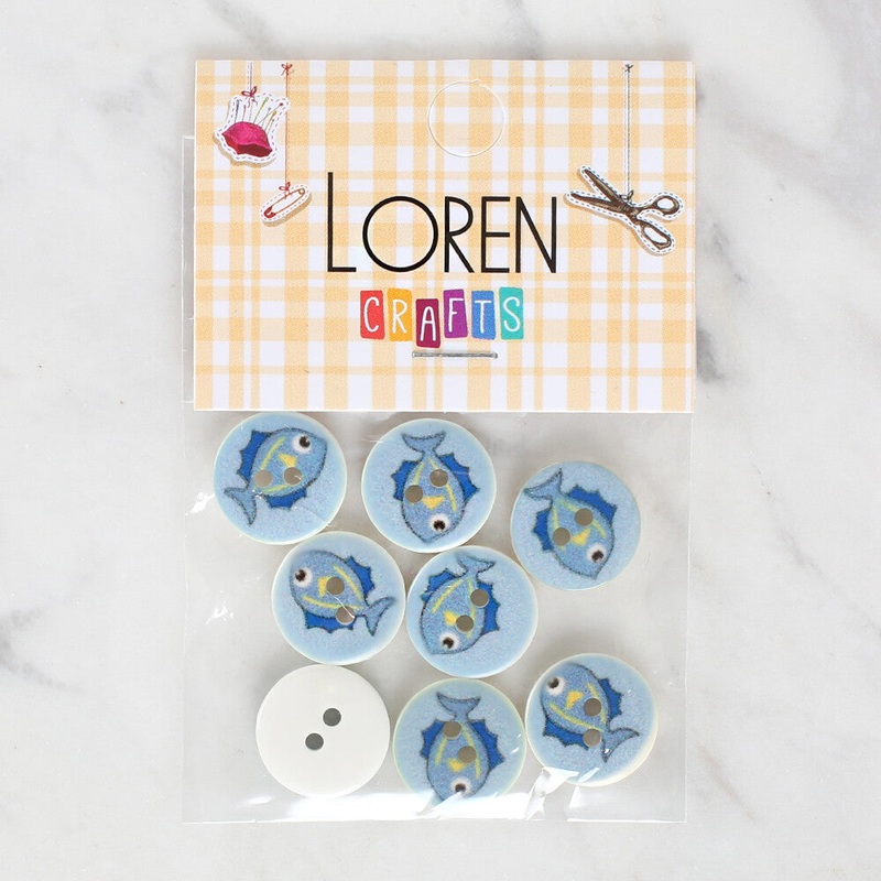 Loren Crafts 8 Pack Fish Patterned Button – 1160