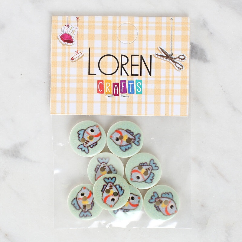 Loren Crafts 8 Pack Fish Patterned Button – 1161