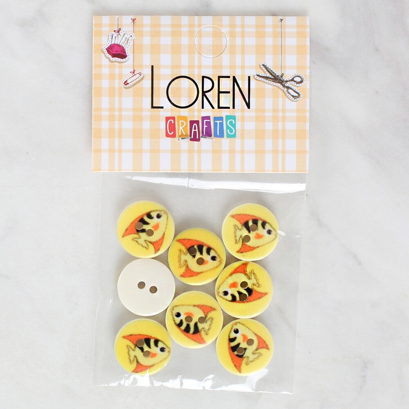 Loren Crafts 8 Pack Fish Patterned Button – 1165