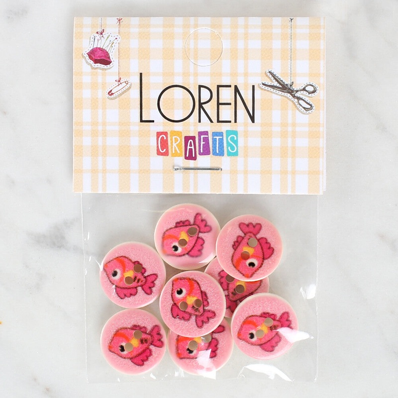Loren Crafts 8 Pack Fish Patterned Button – 1178