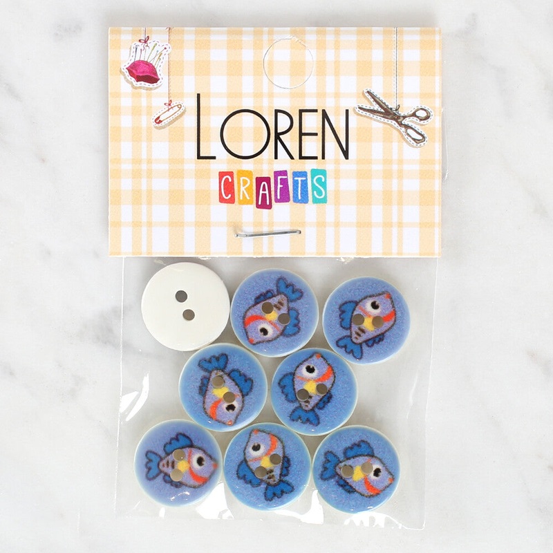 Loren Crafts 8 Pack Fish Patterned Button – 1180