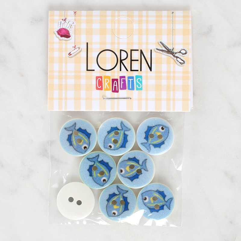 Loren Crafts 8 Pack Fish Patterned Button – 1182
