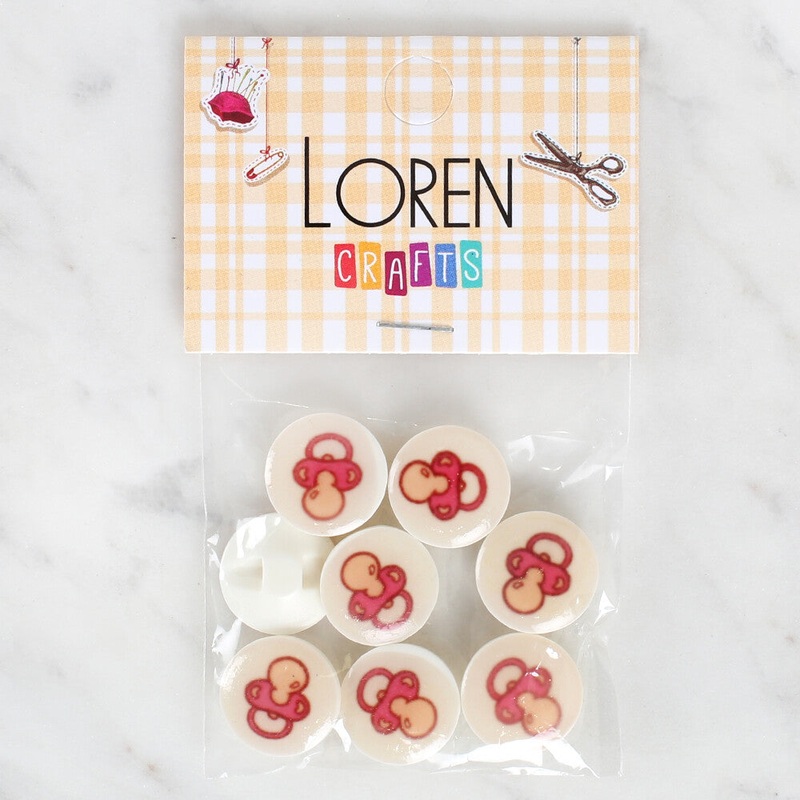 Loren Crafts 8 Pack Pacifier Patterned Button – 1005