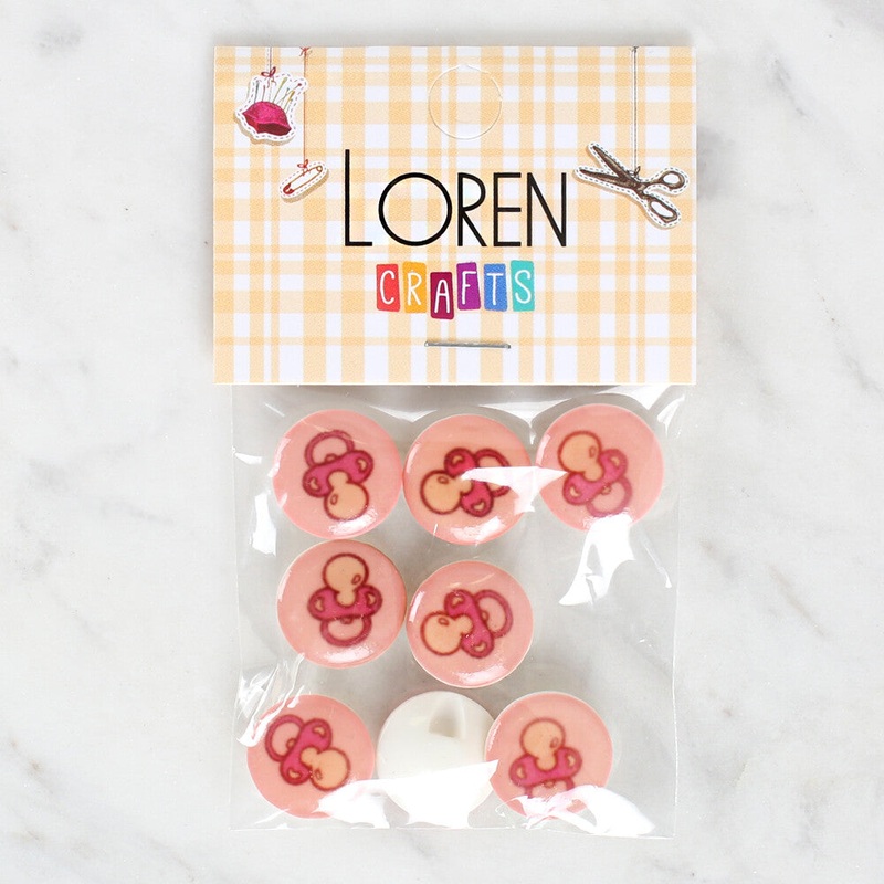 Loren Crafts 8 Pack Pacifier Patterned Button – 1006