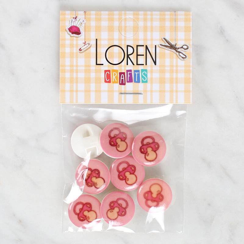 Loren Crafts 8 Pack Pacifier Patterned Button – 1007