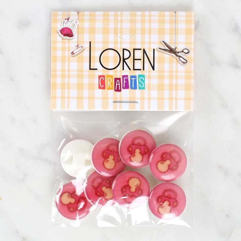 Loren Crafts 8 Pack Pacifier Patterned Button – 1008