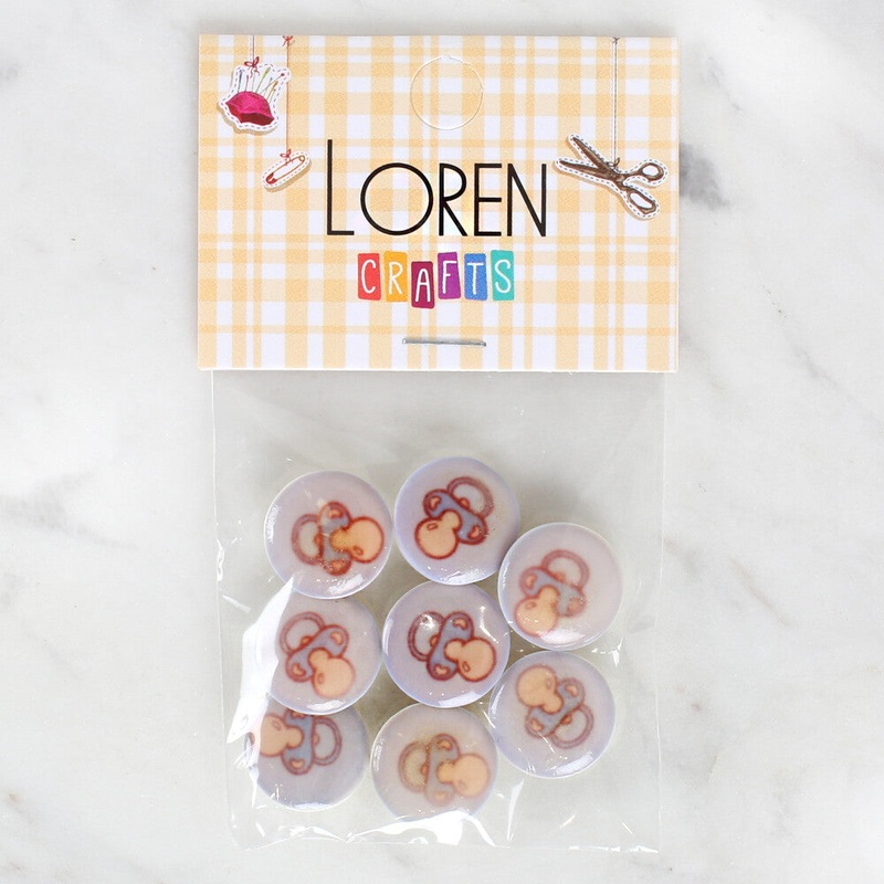 Loren Crafts 8 Pack Pacifier Patterned Button – 1009