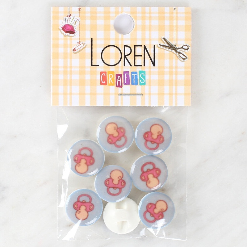Loren Crafts 8 Pack Pacifier Patterned Button – 1010