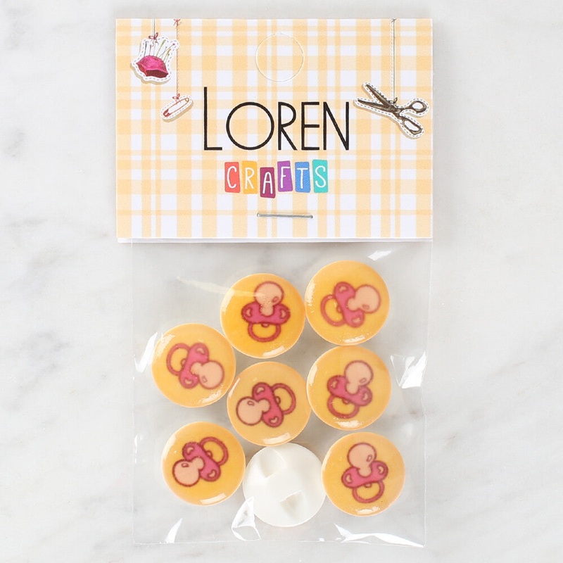 Loren Crafts 8 Pack Pacifier Patterned Button – 1011