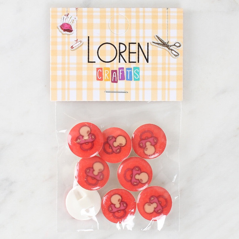 Loren Crafts 8 Pack Pacifier Patterned Button – 1012