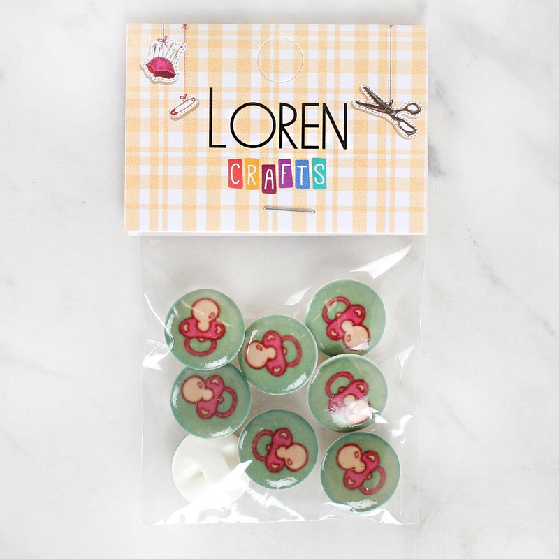 Loren Crafts 8 Pack Pacifier Patterned Button – 1014