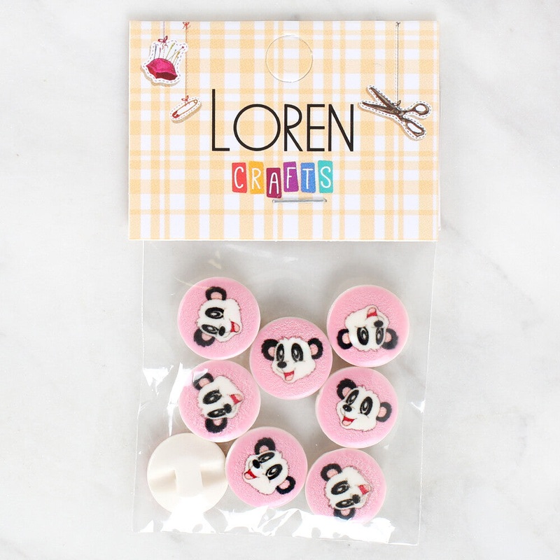 Loren Crafts 8 Pack Panda Patterned Button – 1030