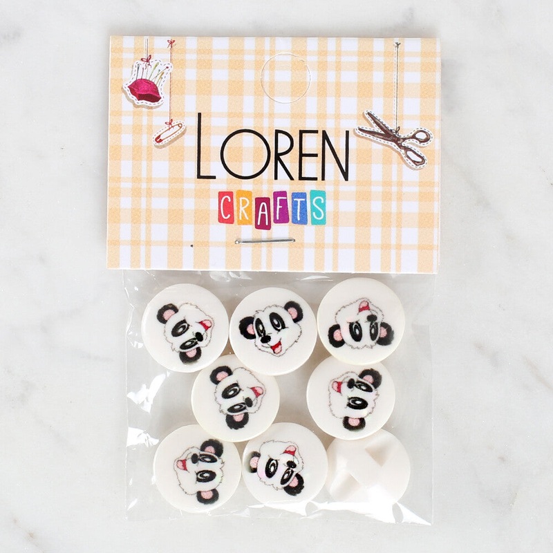 Loren Crafts 8 Pack Panda Patterned Button – 1050