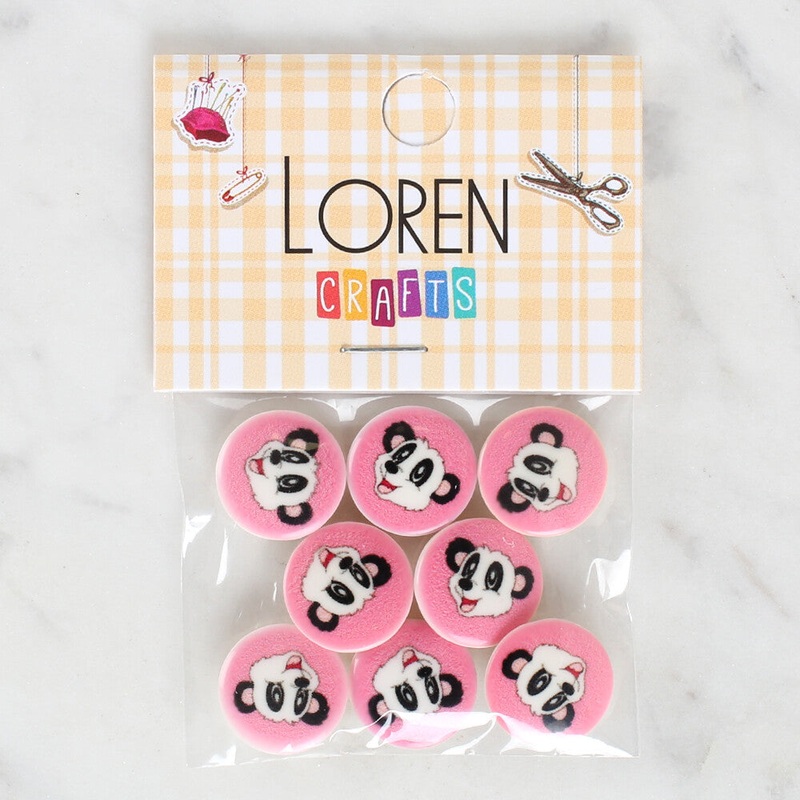 Loren Crafts 8 Pack Panda Patterned Button – 1051