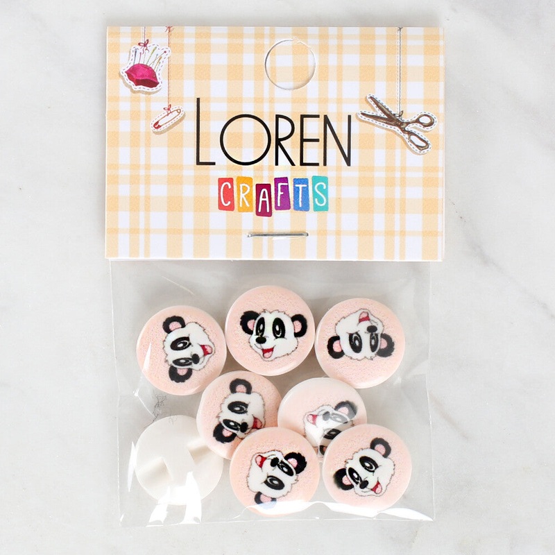 Loren Crafts 8 Pack Panda Patterned Button – 1053