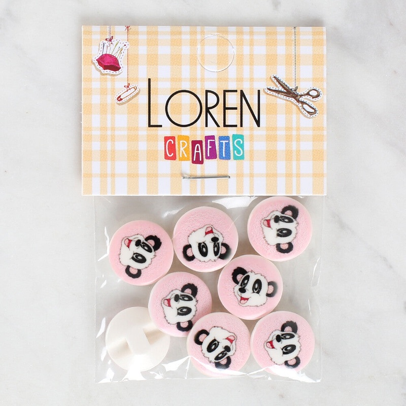 Loren Crafts 8 Pack Panda Patterned Button – 1054
