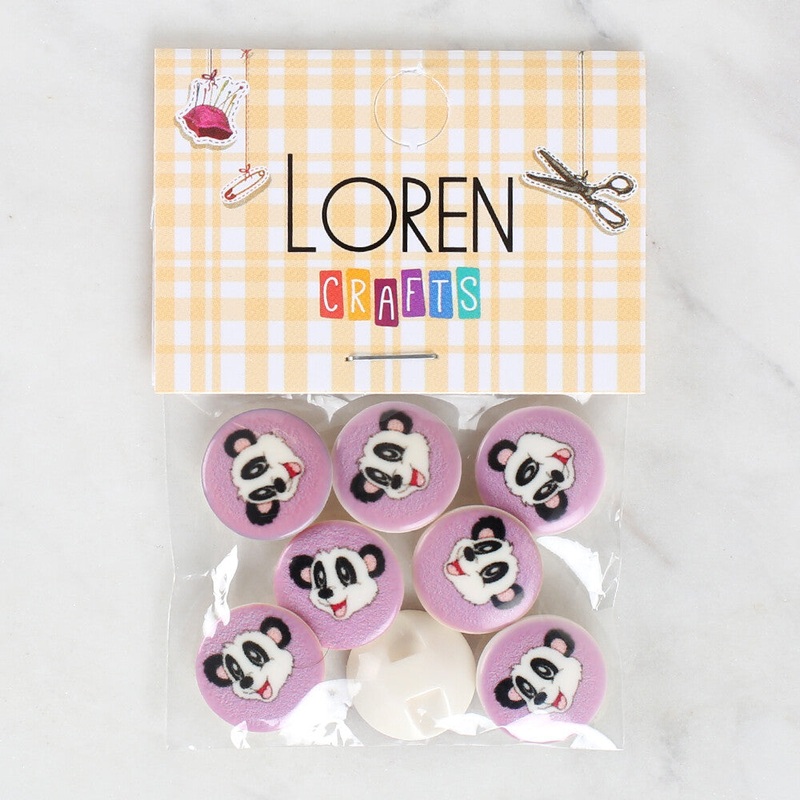 Loren Crafts 8 Pack Panda Patterned Button – 1055