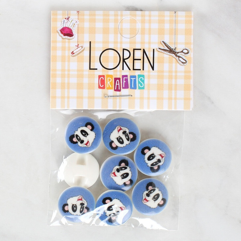 Loren Crafts 8 Pack Panda Patterned Button – 1056