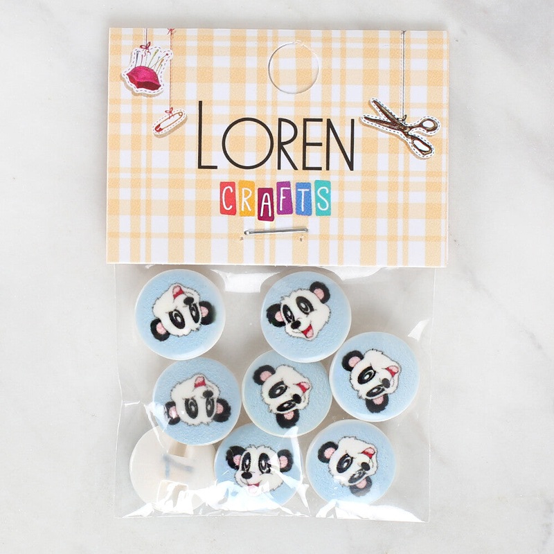 Loren Crafts 8 Pack Panda Patterned Button – 1059