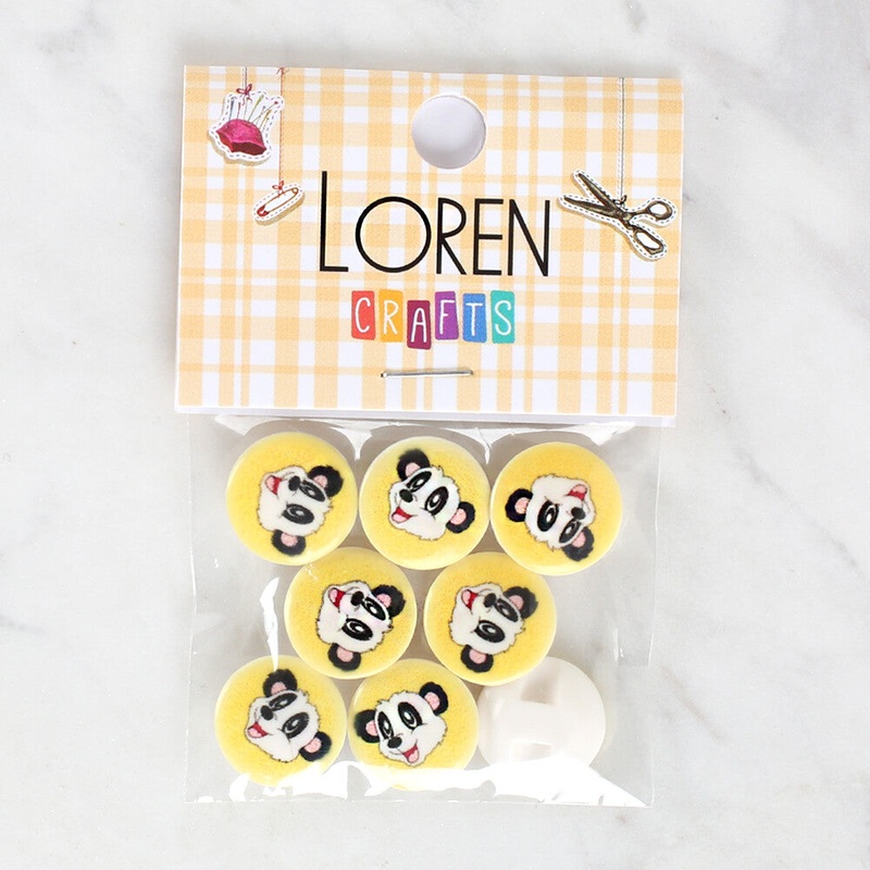 Loren Crafts 8 Pack Panda Patterned Button – 1060