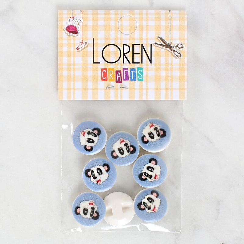 Loren Crafts 8 Pack Panda Patterned Button – 1239