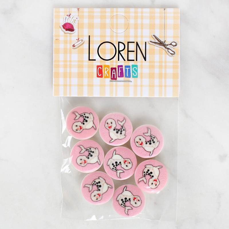 Loren Crafts 8 Pack Seal Patterned Button – 1037
