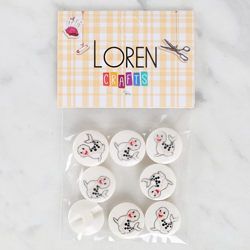 Loren Crafts 8 Pack Seal Patterned Button – 1200