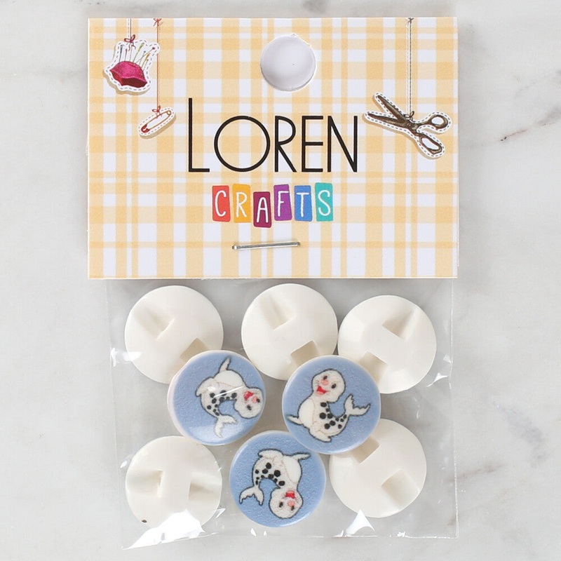 Loren Crafts 8 Pack Seal Patterned Button – 1246