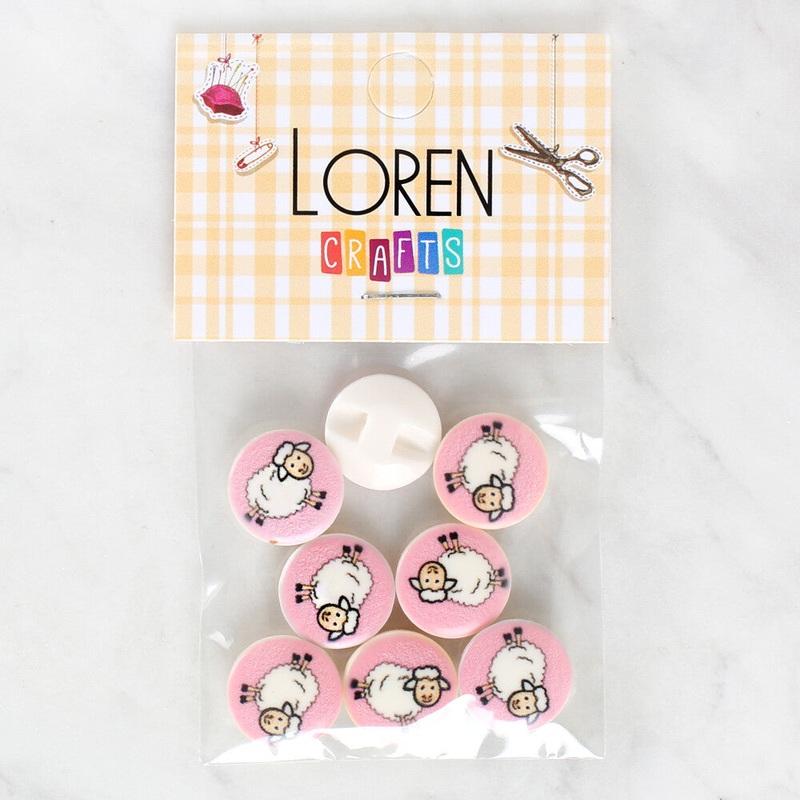 Loren Crafts 8 Pack Sheep Patterned Button – 1033