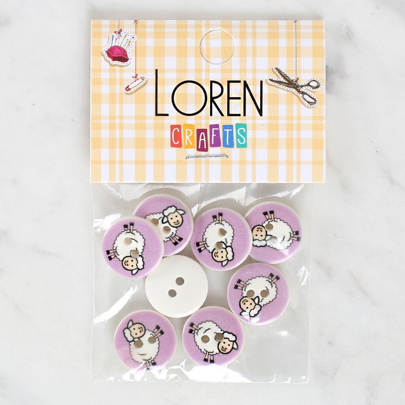Loren Crafts 8 Pack Sheep Patterned Button – 1170