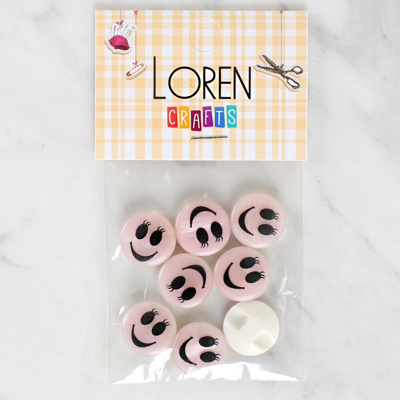 Loren Crafts 8 Pack Smiley Face Patterned Button – 1015