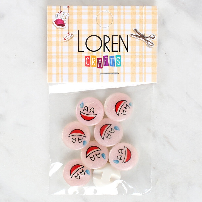 Loren Crafts 8 Pack Smiley Face Patterned Button – 1017