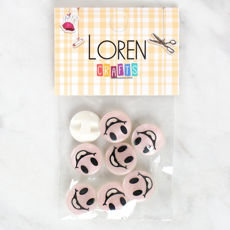 Loren Crafts 8 Pack Smiley Face Patterned Button – 1018