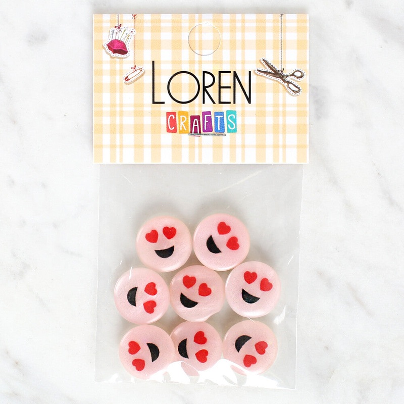 Loren Crafts 8 Pack Smiley Face Patterned Button – 1022