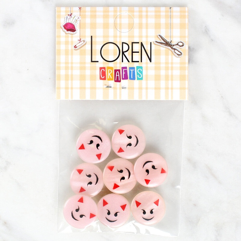 Loren Crafts 8 Pack Smiley Face Patterned Button – 1023