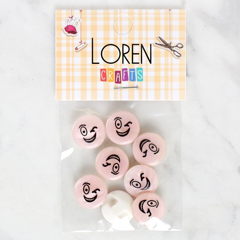 Loren Crafts 8 Pack Smiley Face Patterned Button – 1024